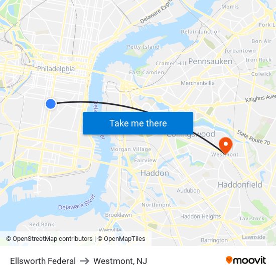 Ellsworth Federal to Westmont, NJ map