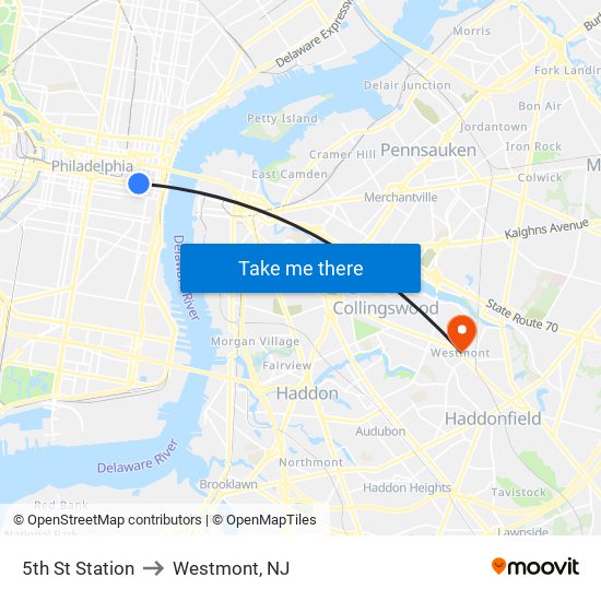 5th St Station to Westmont, NJ map