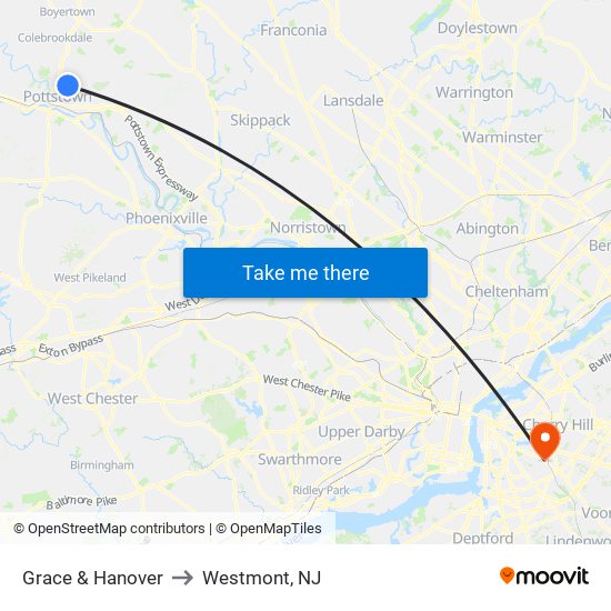 Grace & Hanover to Westmont, NJ map