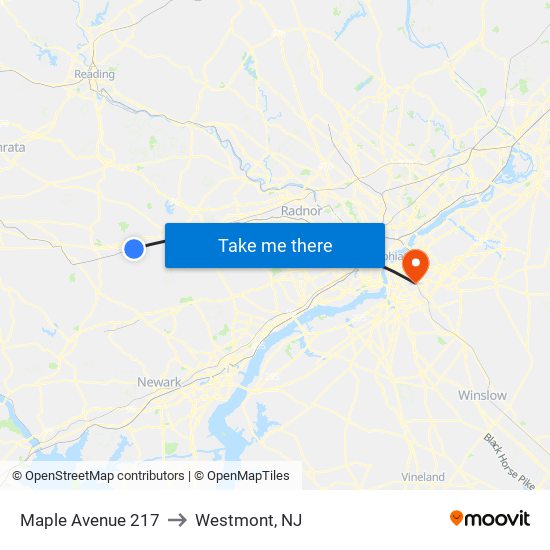 Maple Avenue 217 to Westmont, NJ map