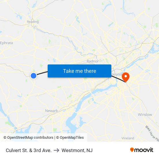 Culvert St. & 3rd Ave. to Westmont, NJ map