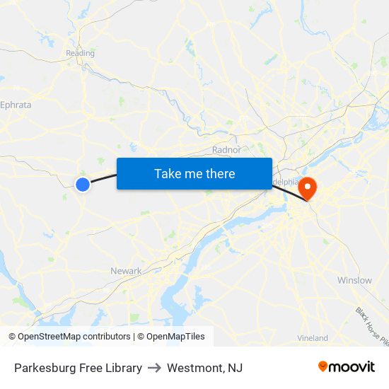 Parkesburg Free Library to Westmont, NJ map