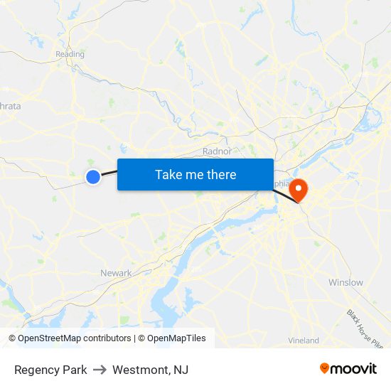 Regency Park to Westmont, NJ map