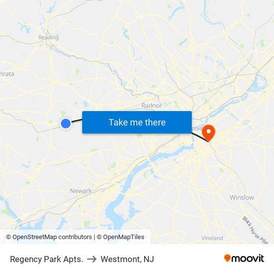 Regency Park Apts. to Westmont, NJ map