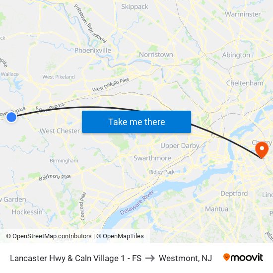 Lancaster Hwy & Caln Village 1 - FS to Westmont, NJ map