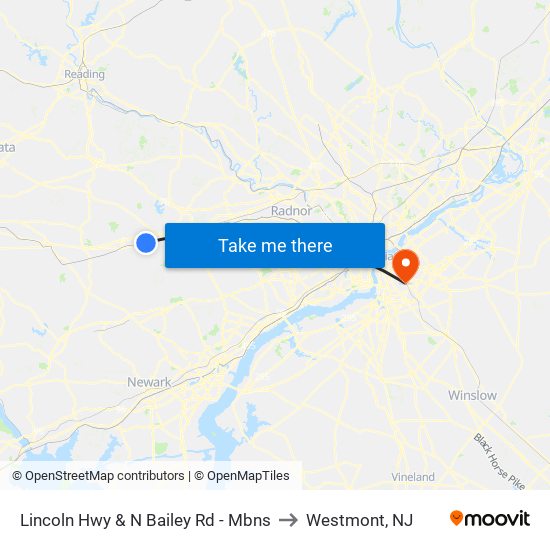 Lincoln Hwy & N Bailey Rd - Mbns to Westmont, NJ map