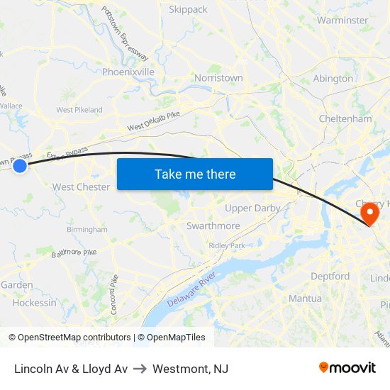 Lincoln Av & Lloyd Av to Westmont, NJ map