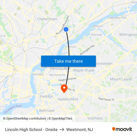 Lincoln High School - Onsite to Westmont, NJ map