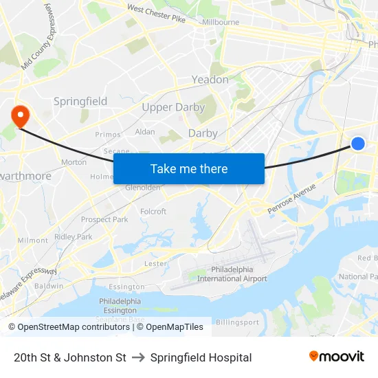 20th St & Johnston St to Springfield Hospital map
