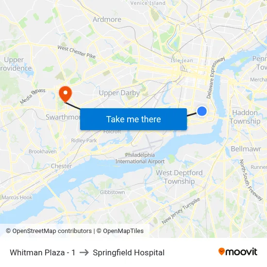 Whitman Plaza - 1 to Springfield Hospital map