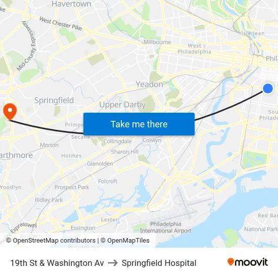 19th St & Washington Av to Springfield Hospital map