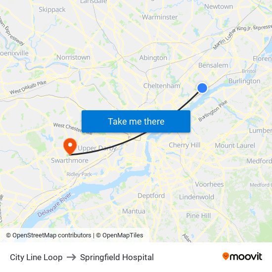 City Line Loop to Springfield Hospital map