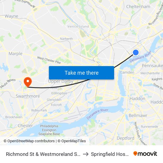 Richmond St & Westmoreland St - FS to Springfield Hospital map