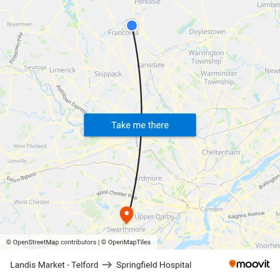 Landis Market - Telford to Springfield Hospital map