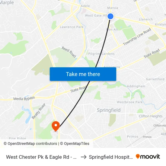 West Chester Pk & Eagle Rd - Fs to Springfield Hospital map