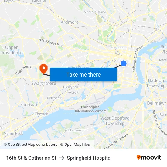 16th St & Catherine St to Springfield Hospital map