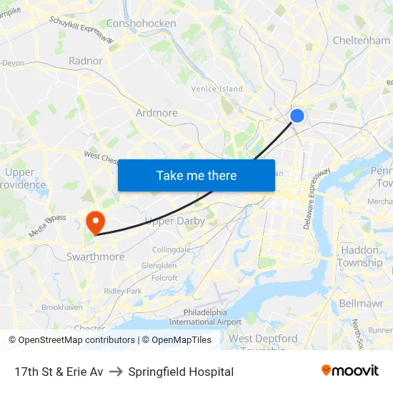17th St & Erie Av to Springfield Hospital map