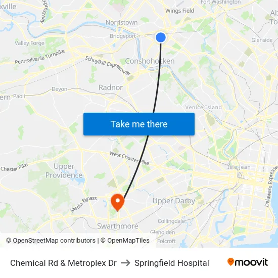 Chemical Rd & Metroplex Dr to Springfield Hospital map