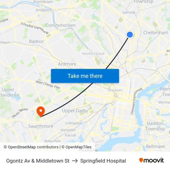 Ogontz Av & Middletown St to Springfield Hospital map