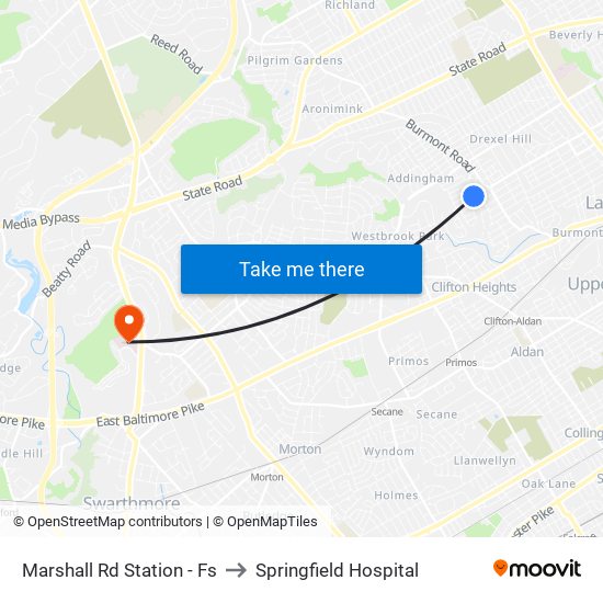 Marshall Rd Station - Fs to Springfield Hospital map