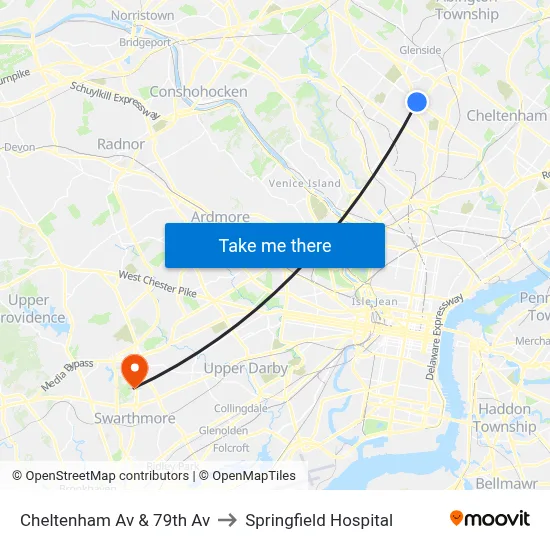 Cheltenham Av & 79th Av to Springfield Hospital map