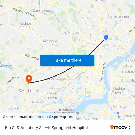 5th St & Annsbury St to Springfield Hospital map
