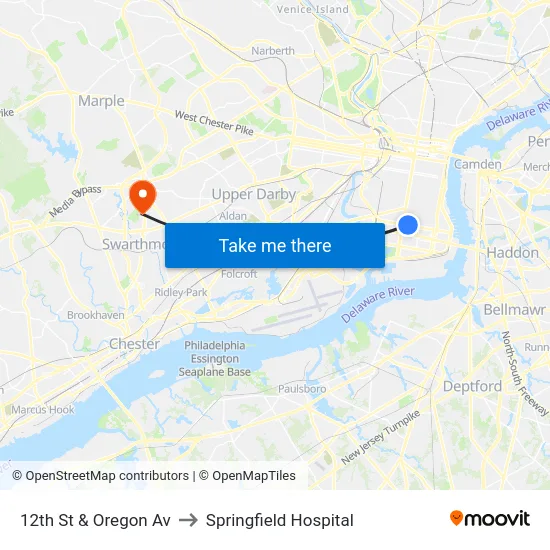 12th St & Oregon Av to Springfield Hospital map