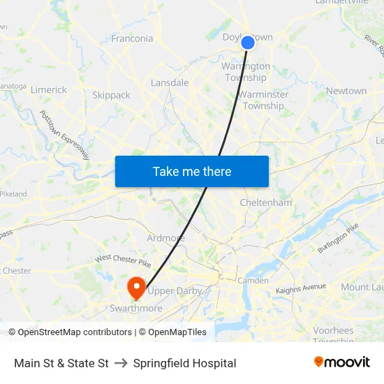 Main St & State St to Springfield Hospital map