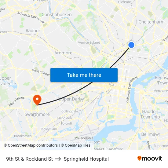 9th St & Rockland St to Springfield Hospital map