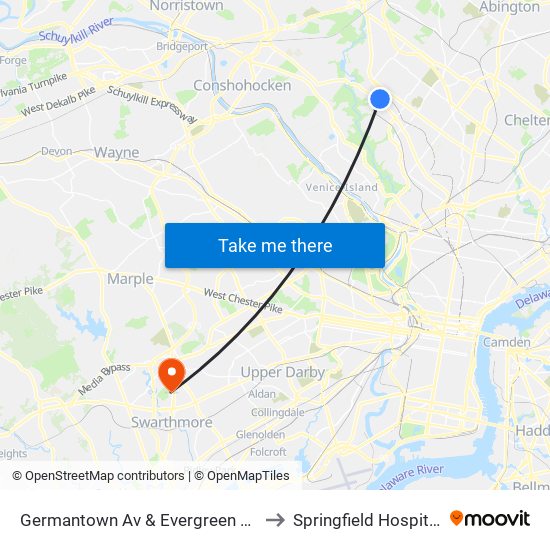 Germantown Av & Evergreen Av to Springfield Hospital map