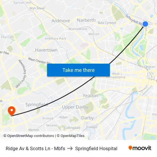 Ridge Av & Scotts Ln - Mbfs to Springfield Hospital map