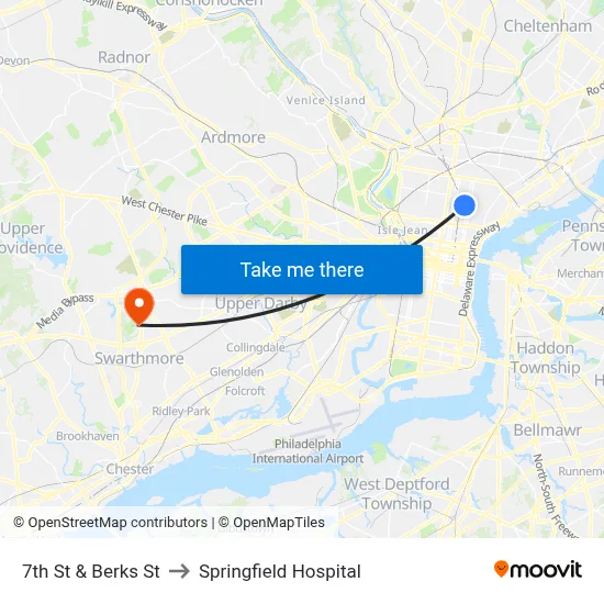 7th St & Berks St to Springfield Hospital map