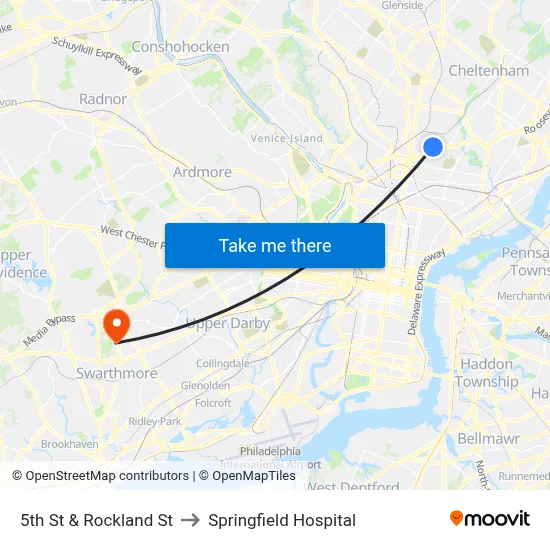 5th St & Rockland St to Springfield Hospital map