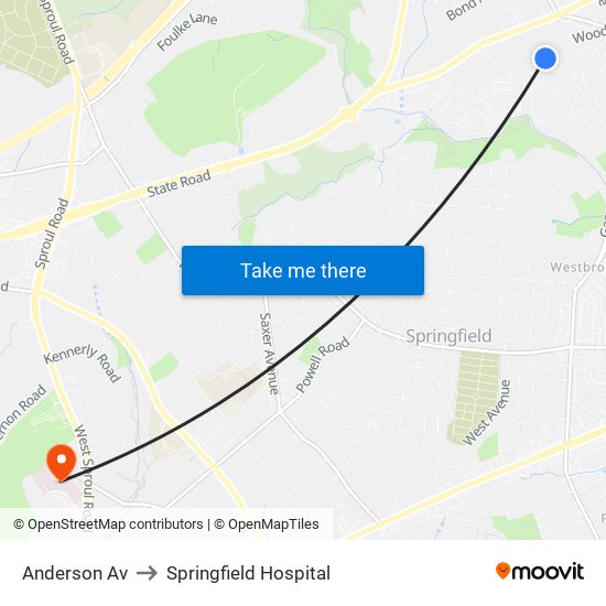 Anderson Av to Springfield Hospital map