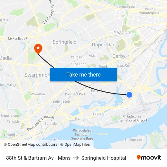 88th St & Bartram Av - Mbns to Springfield Hospital map