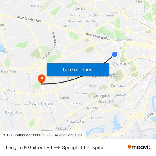 Long Ln & Guilford Rd to Springfield Hospital map