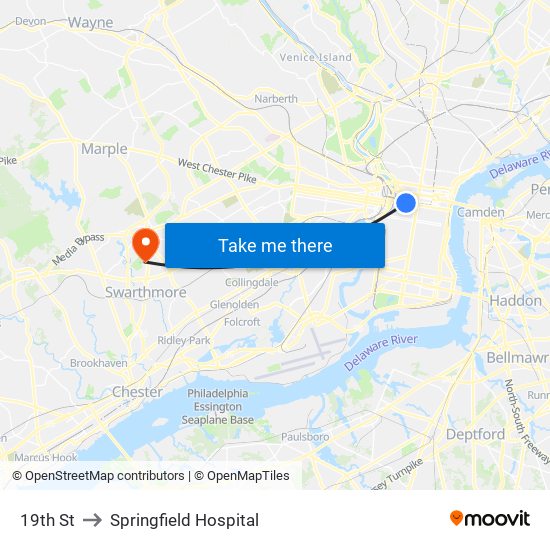 19th St to Springfield Hospital map