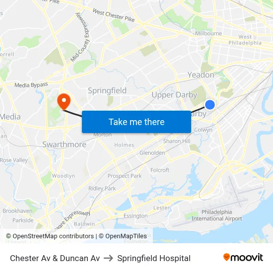 Chester Av & Duncan Av to Springfield Hospital map