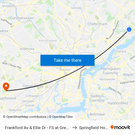 Frankford Av & Ellie Dr - FS at Gregg St Loop to Springfield Hospital map
