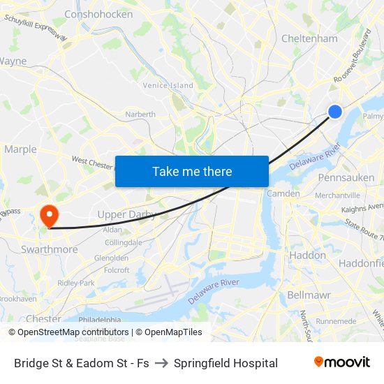Bridge St & Eadom St - Fs to Springfield Hospital map