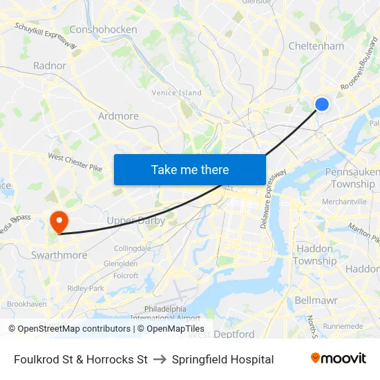 Foulkrod St & Horrocks St to Springfield Hospital map