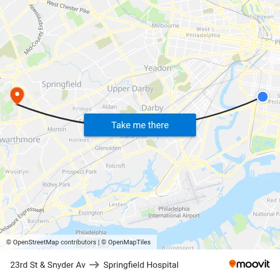 23rd St & Snyder Av to Springfield Hospital map