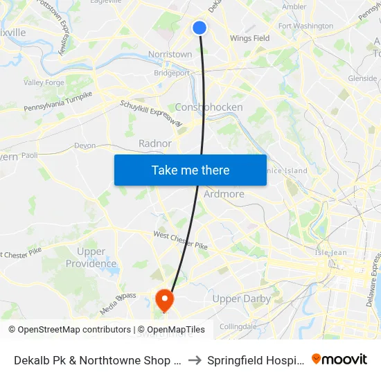 Dekalb Pk & Northtowne Shop Ctr to Springfield Hospital map