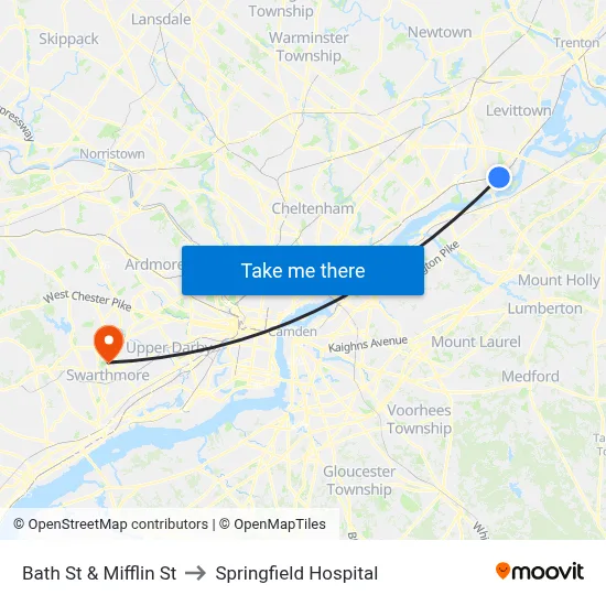 Bath St & Mifflin St to Springfield Hospital map
