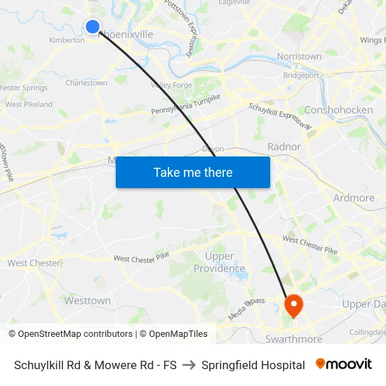 Schuylkill Rd & Mowere Rd - FS to Springfield Hospital map