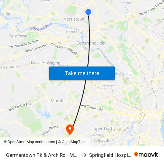 Germantown Pk & Arch Rd - Mbfs to Springfield Hospital map