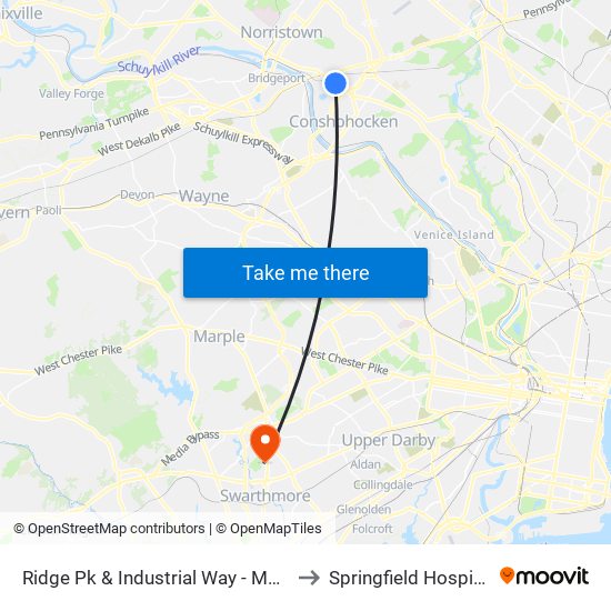 Ridge Pk & Industrial Way - Mbfs to Springfield Hospital map