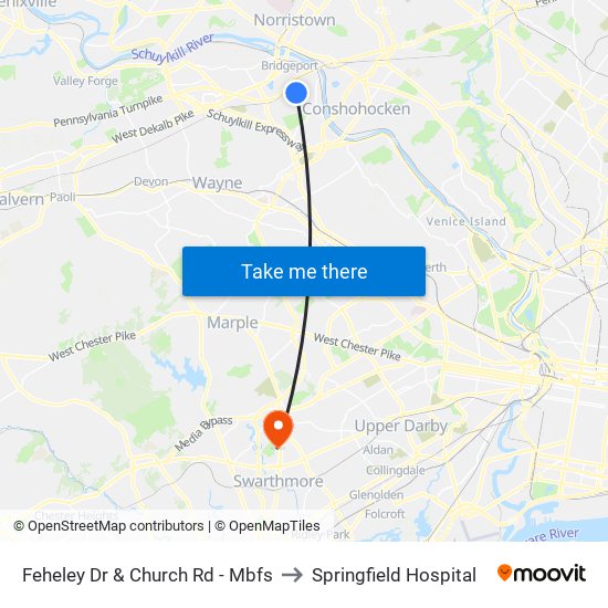 Feheley Dr & Church Rd - Mbfs to Springfield Hospital map