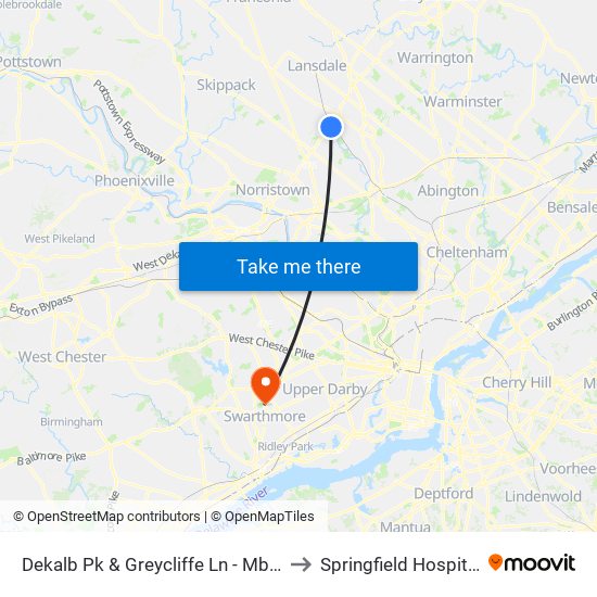 Dekalb Pk & Greycliffe Ln - Mbfs to Springfield Hospital map