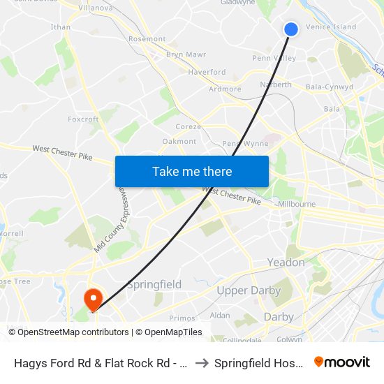 Hagys Ford Rd & Flat Rock Rd - Mbfs to Springfield Hospital map